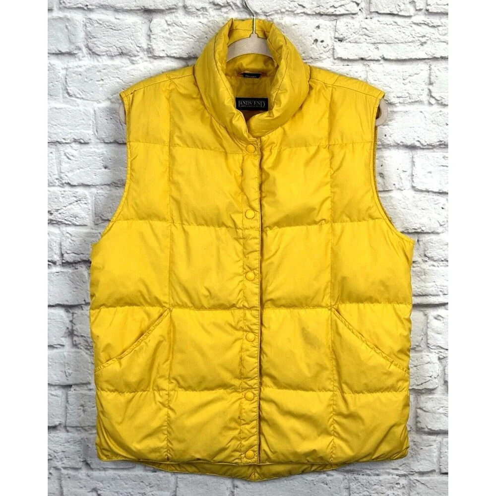 Lands' End Yellow Quilted Puffer Vest